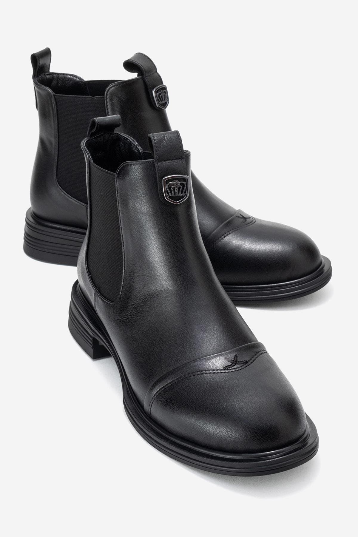 Forever & Always Shoes Sidney Leather Buckled Chelsea Boot, Alternate, color, Black Leather