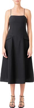 Endless Rose Cotton & Linen Blend Midi Dress