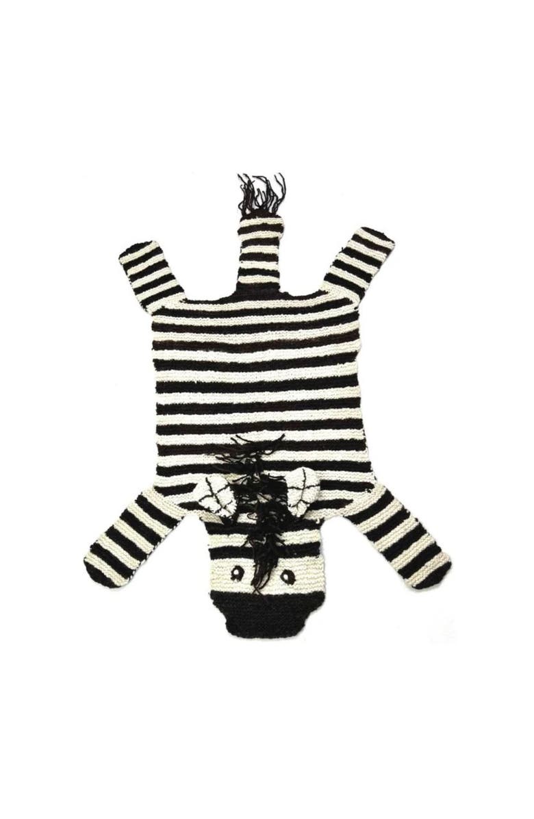 Finn + Emma Organic Wool Play Mat + Nursery Rug | Zebra, Main, color, Black