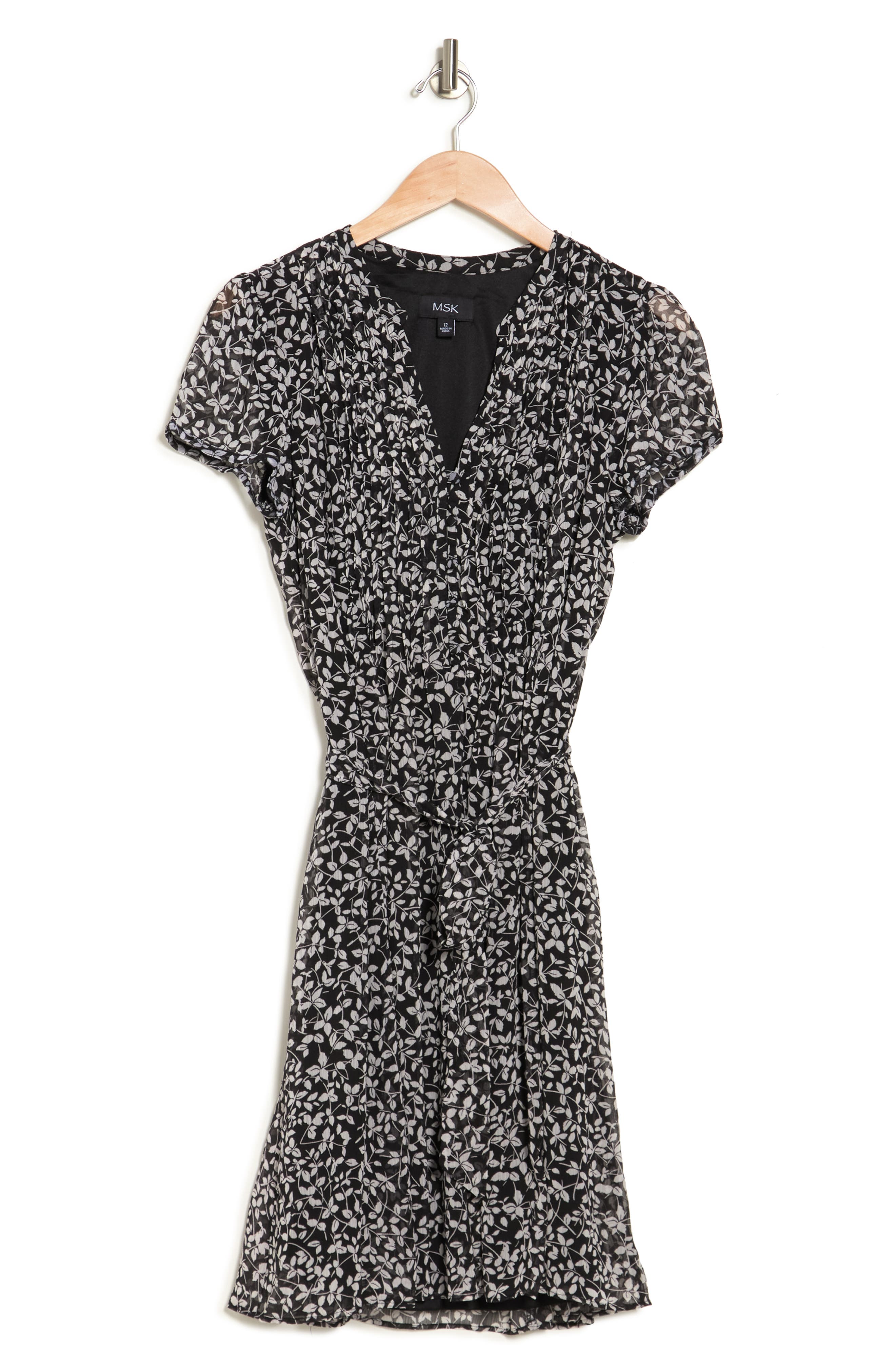 MSK Short Sleeve Pintuck Dress (Women) | Nordstromrack