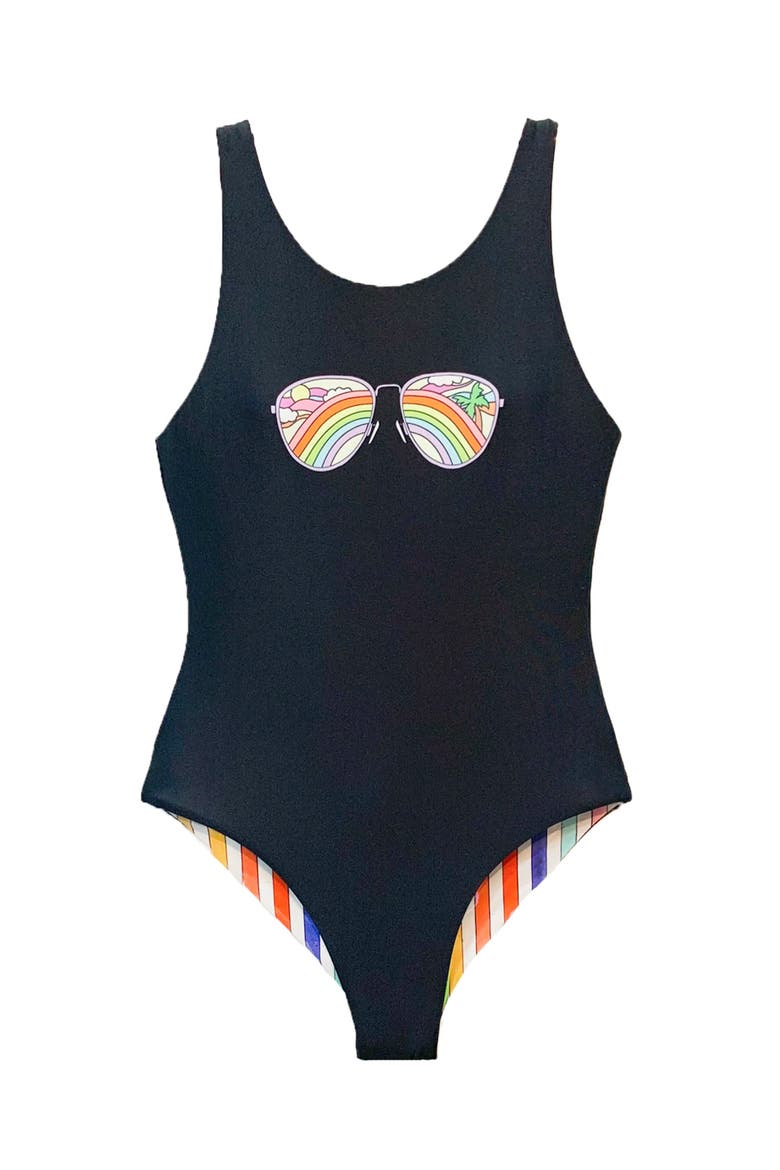 REVERSIBLE STRIPED ONE PIECE SWIMSUIT, Main, color, MULTICOLOR