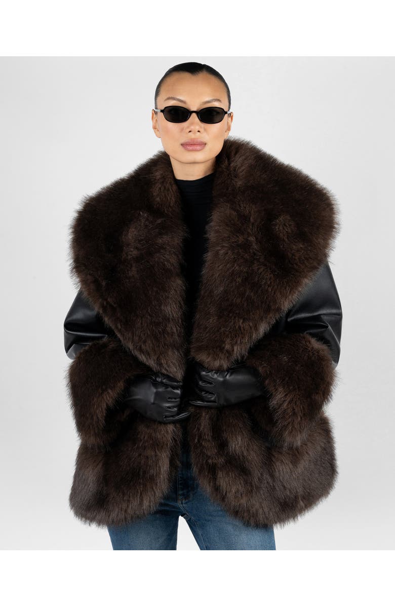 WeWoreWhat Cocoon Fur Jacket, Main, color, 