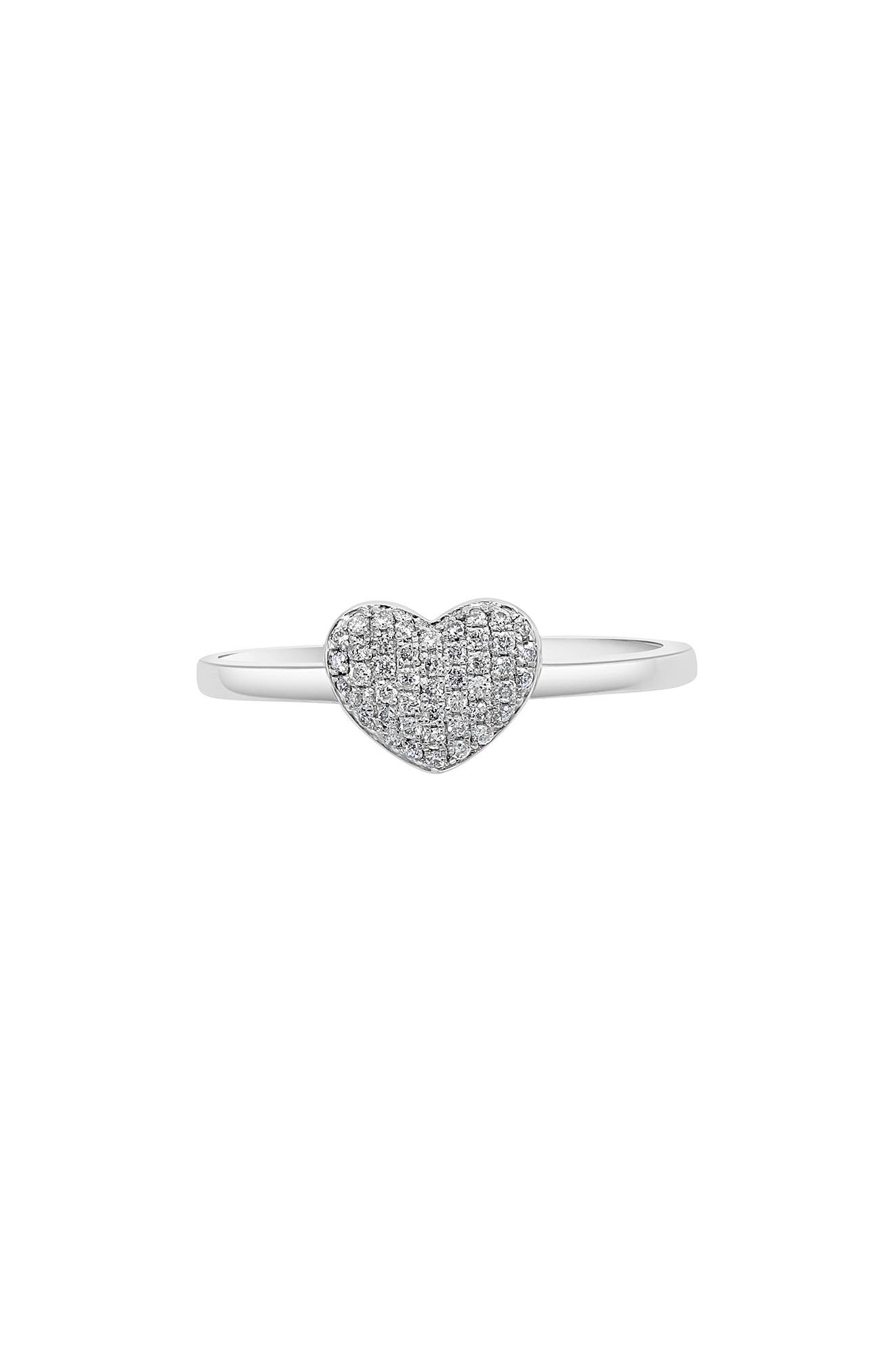 EFFY Sterling Silver Heart Diamond Ring - Size 7 - 0.13ctw