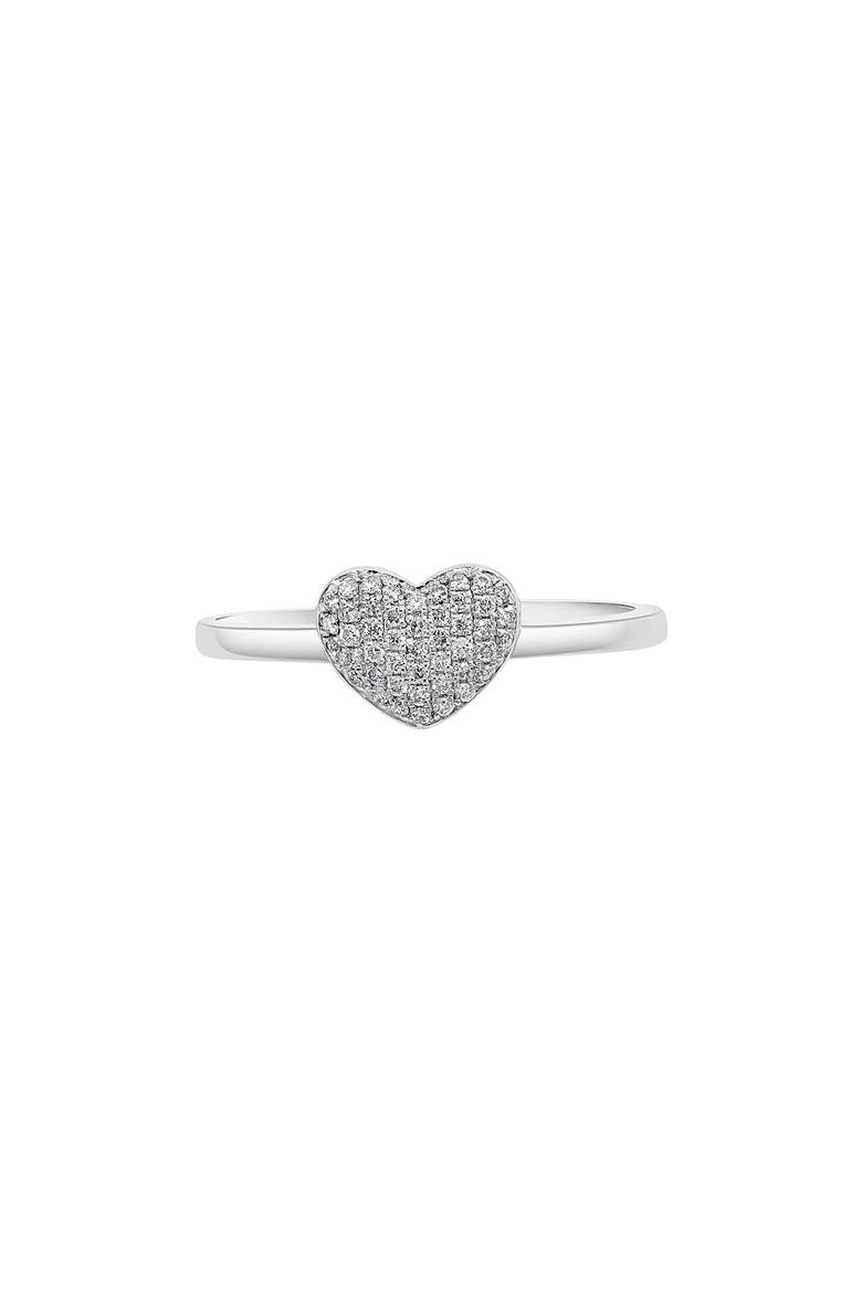 Sterling Silver Heart Diamond Ring - Size 7 - 0.13ctw, Main, color, WHITE
