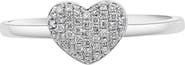 EFFY Sterling Silver Heart Diamond Ring - Size 7 - 0.13ctw