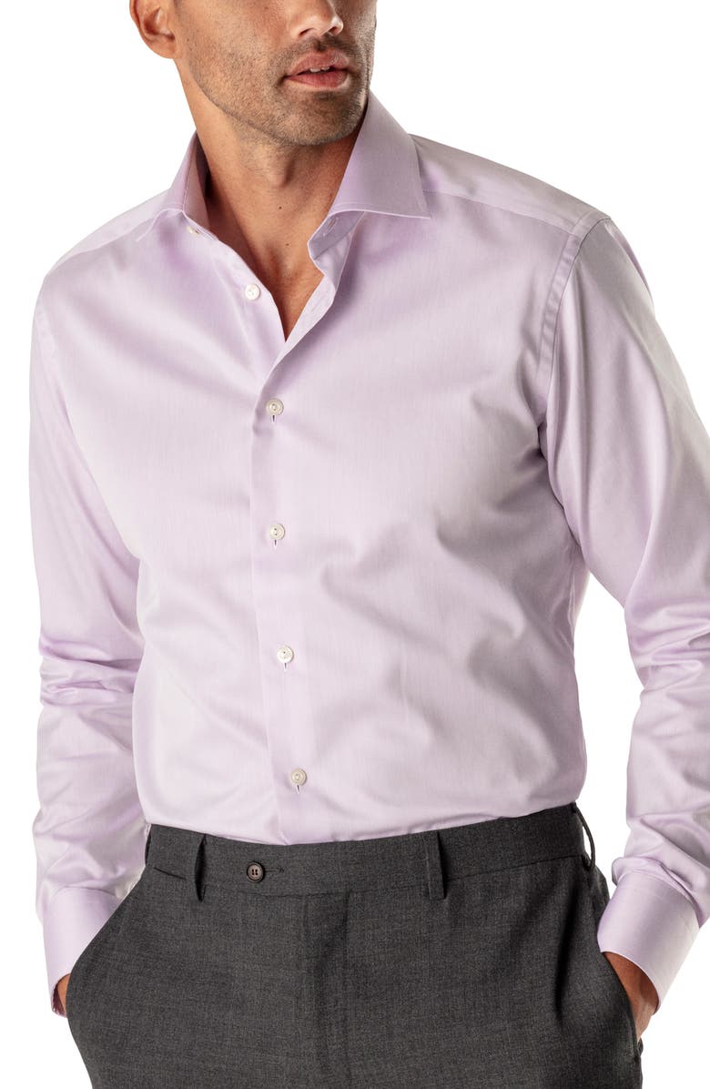 Eton Slim Fit Solid Dress Shirt, Main, color, Lavender