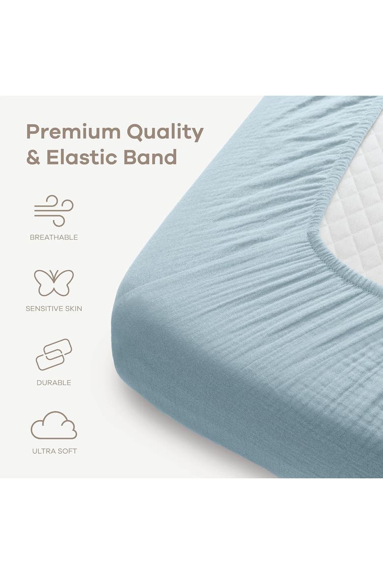 Muslin Fitted Crib Sheet, Alternate, color, Sky Blue