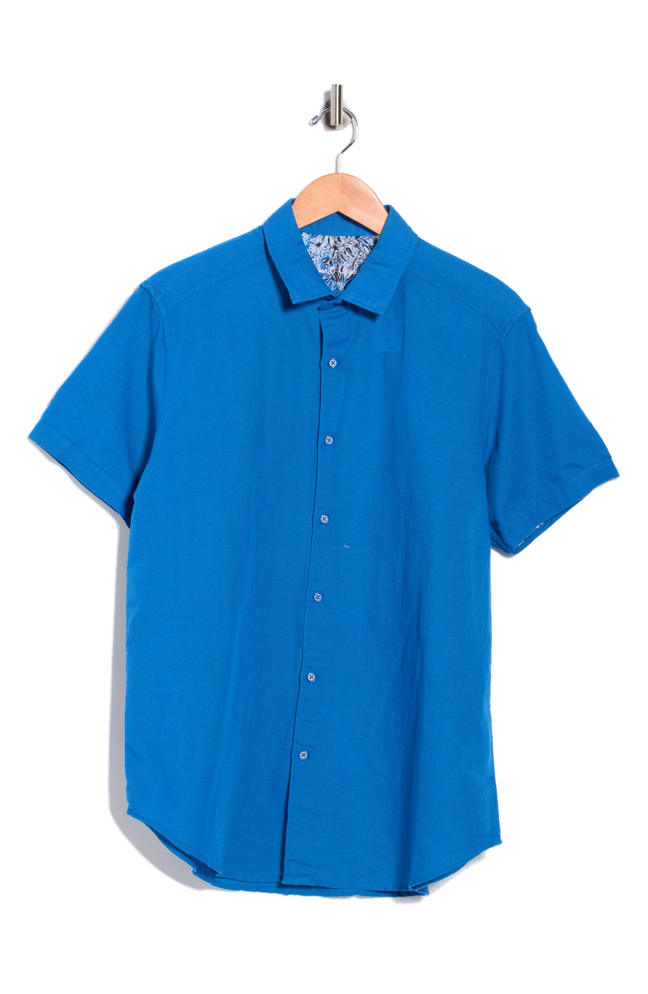 Robert Graham Davis Short Sleeve Linen Blend Button-Up Shirt
