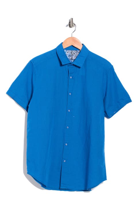 Davis Short Sleeve Linen Blend Button-Up Shirt