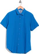 Robert Graham Davis Short Sleeve Linen Blend Button-Up Shirt