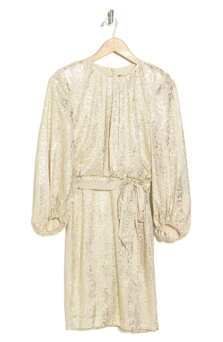 Vince Camuto Metallic Leopard Spot Long Sleeve Dress, Main, color,