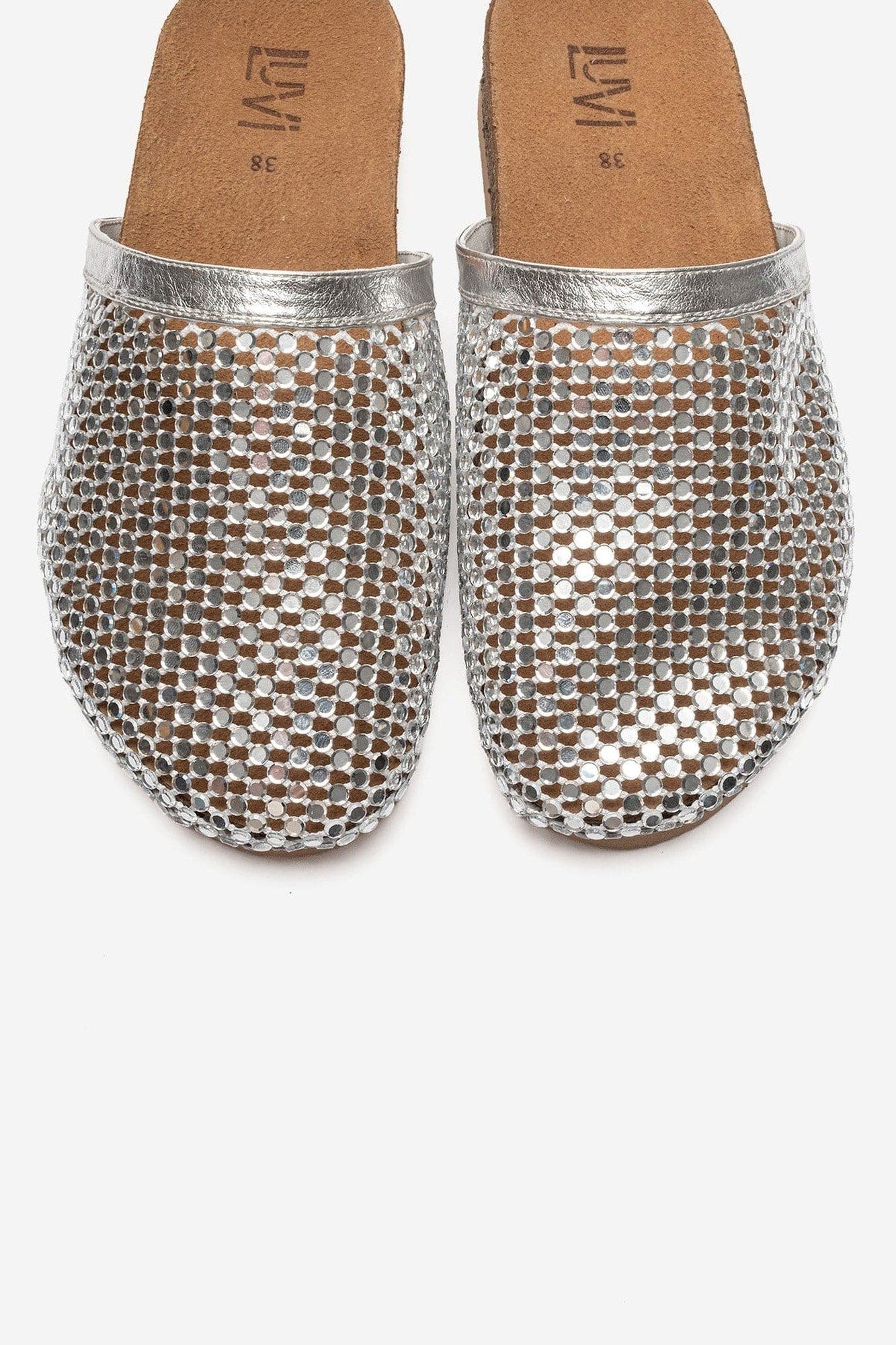 Montera Embellished Mule, Alternate, color, Silver