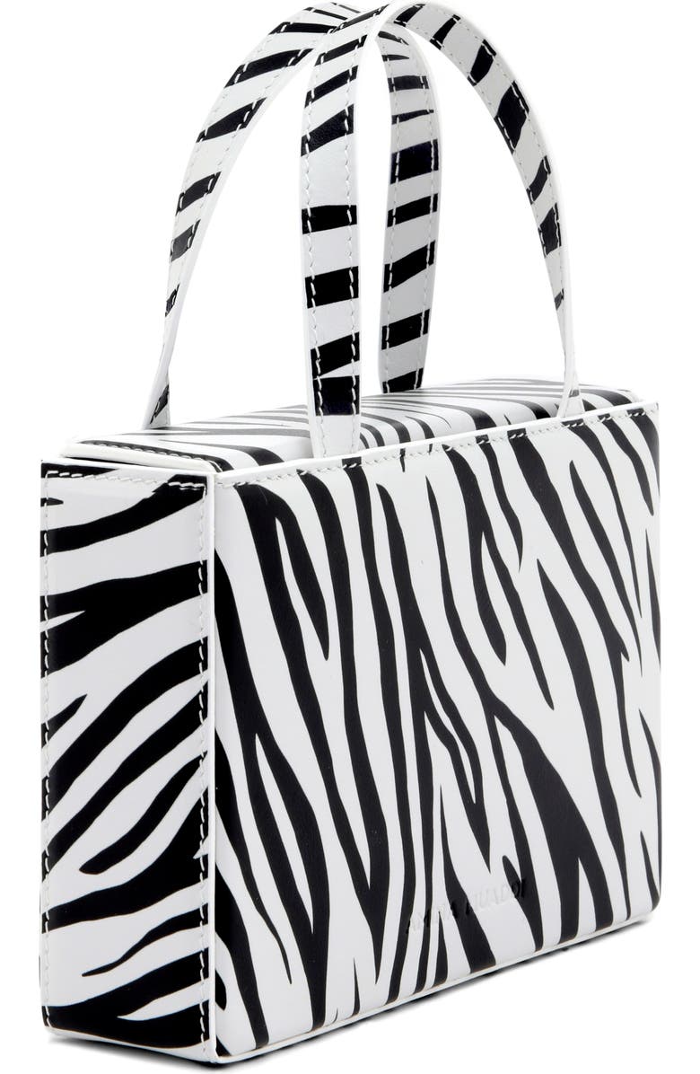 Amina Muaddi Amini Georgia Zebra Print Leather Top Handle Bag, Alternate, color,
