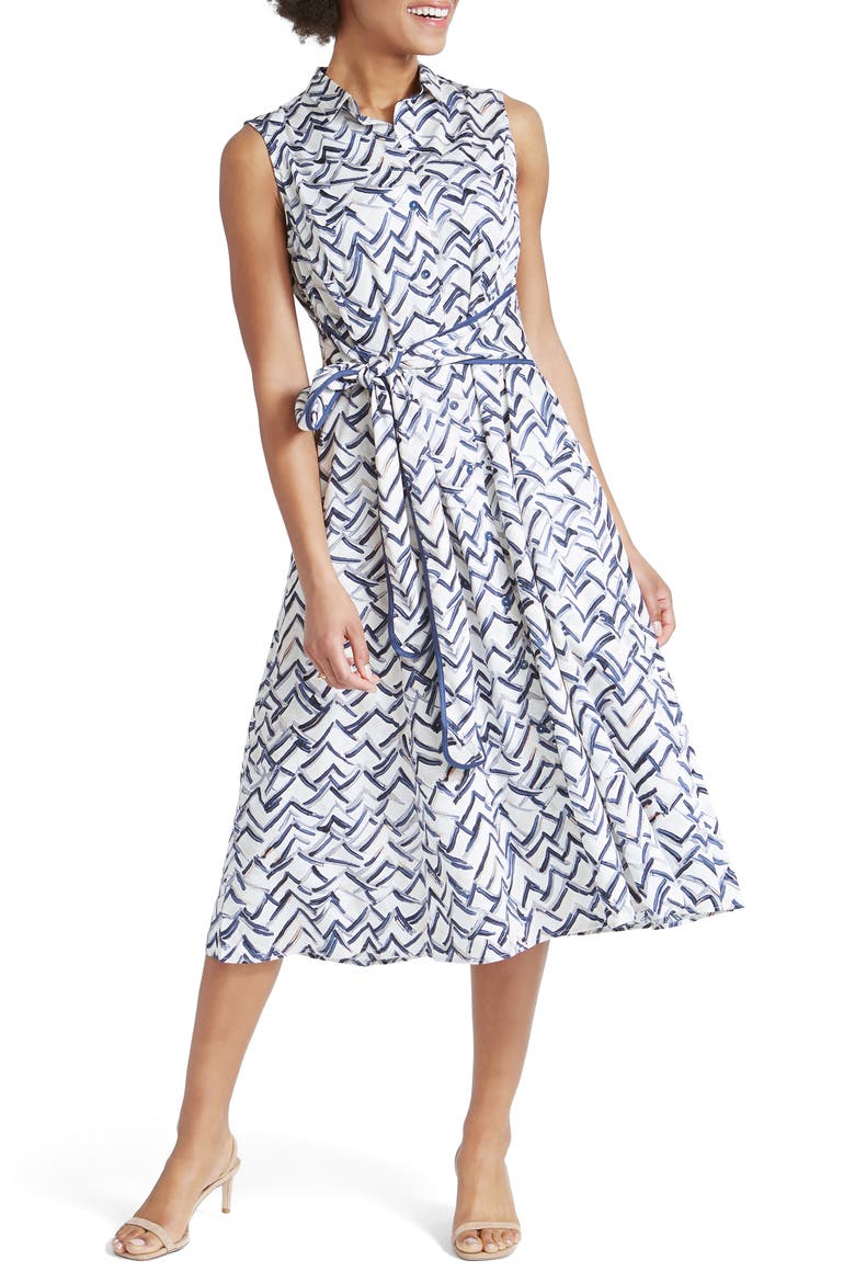 Lookout Print Woven Shirtdress, Main, color, WHITE MULTI
