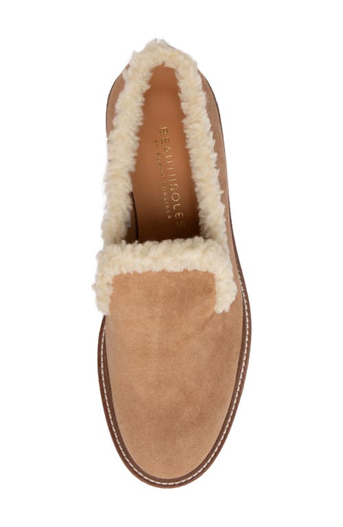 Beautiisoles Rio Faxu Shearling Trim Loafer In Camel
