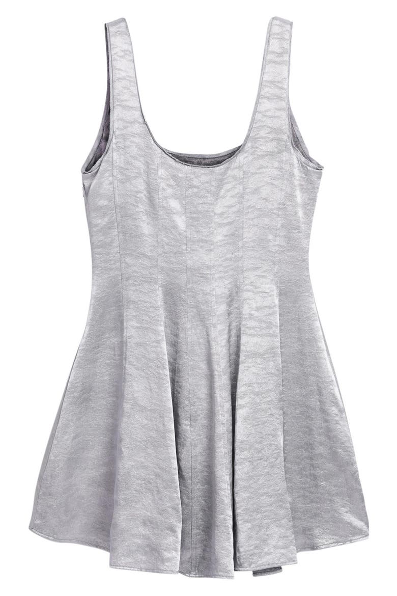 Metallic Fit & Flare Dress, Main, color, SILVER