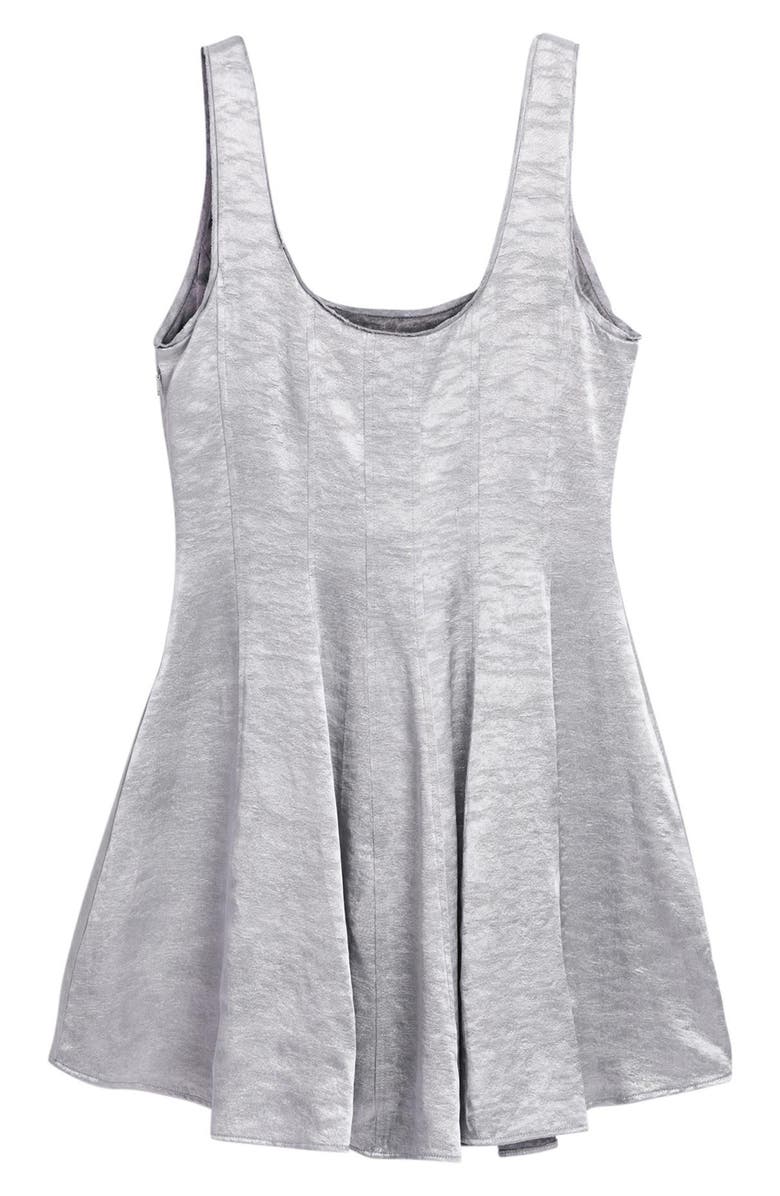 Desigual Metallic Fit & Flare Dress, Main, color, Silver