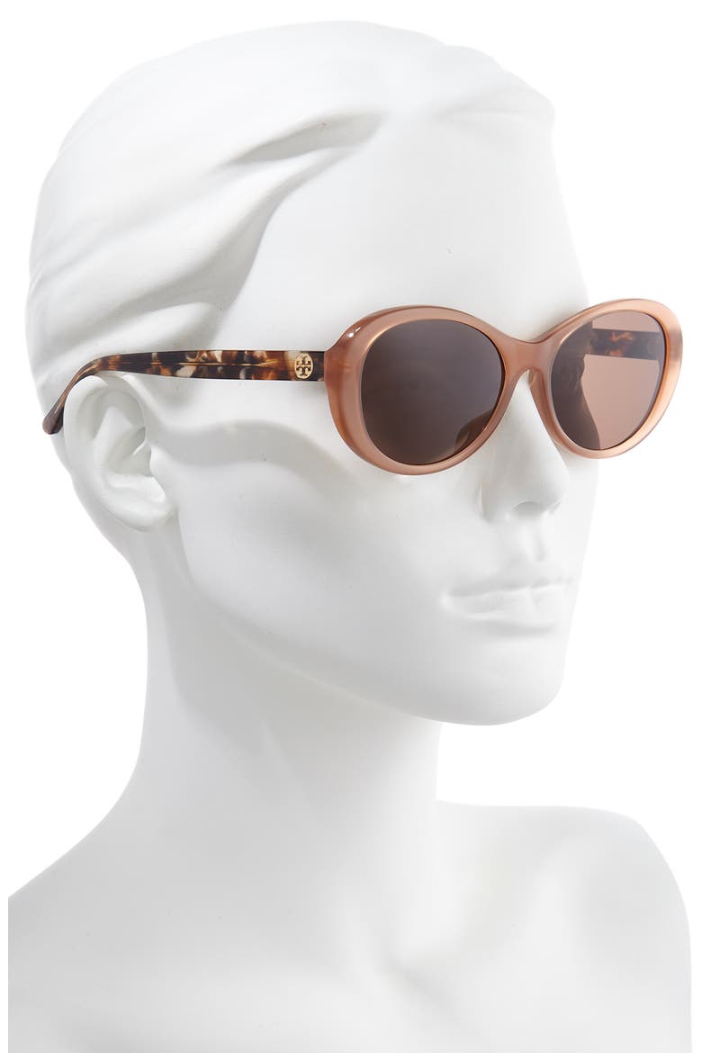 55mm Oval Sunglasses, Alternate, color, OPAL RED/ BROWN SOLID