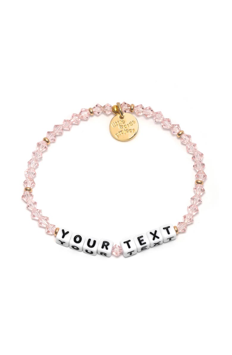 Little Words Project Rose Crystal Custom Beaded Stretch Bracelet, Main, color, Pink