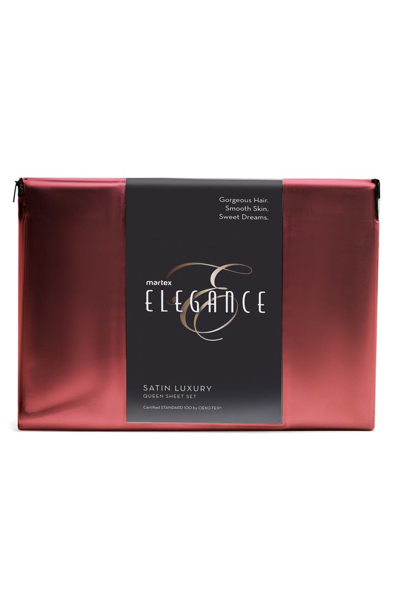Martex Elegance Satin Sheet Set, Alternate, color, Merlot