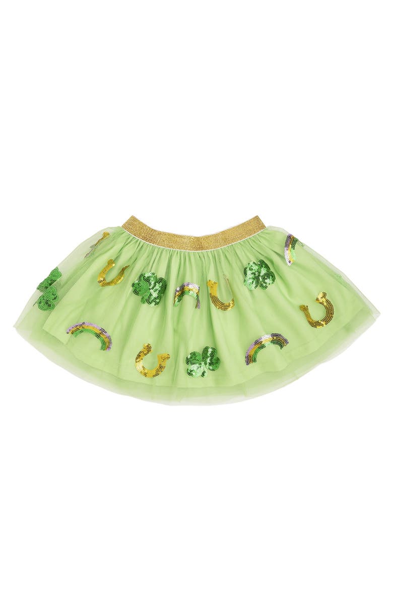 Sweet Wink Lucky Sequin St. Patrick's Day Tutu, Main, color, Lime Green