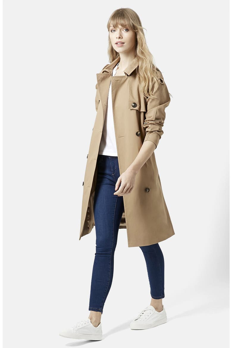 Double Breasted Cotton Trench, Alternate, color, CAMEL
