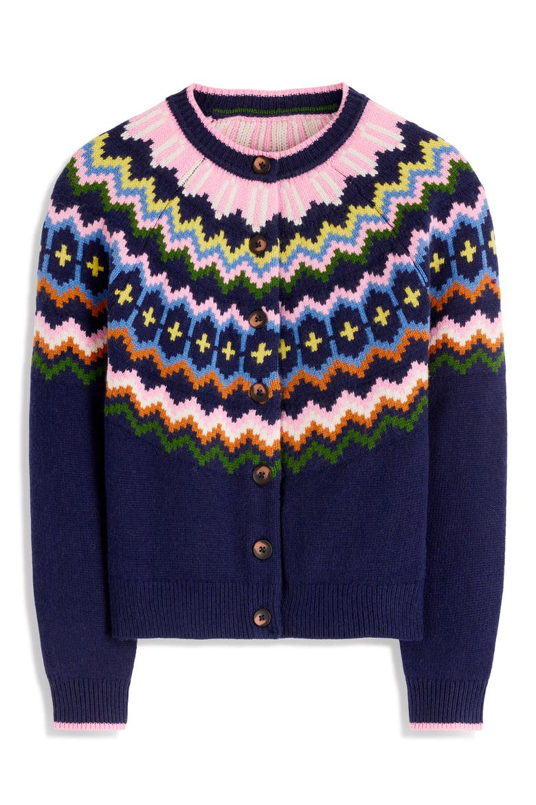 Mae Fair Isle Cardigan, Alternate, color, NAVY FAIR ISLE