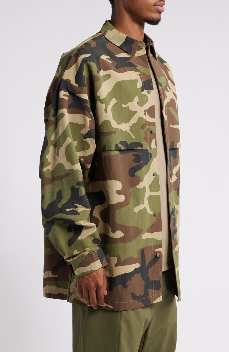 Fear of God Essentials Gender Inclusive Camo Shirt Jacket, Alternate, color, 