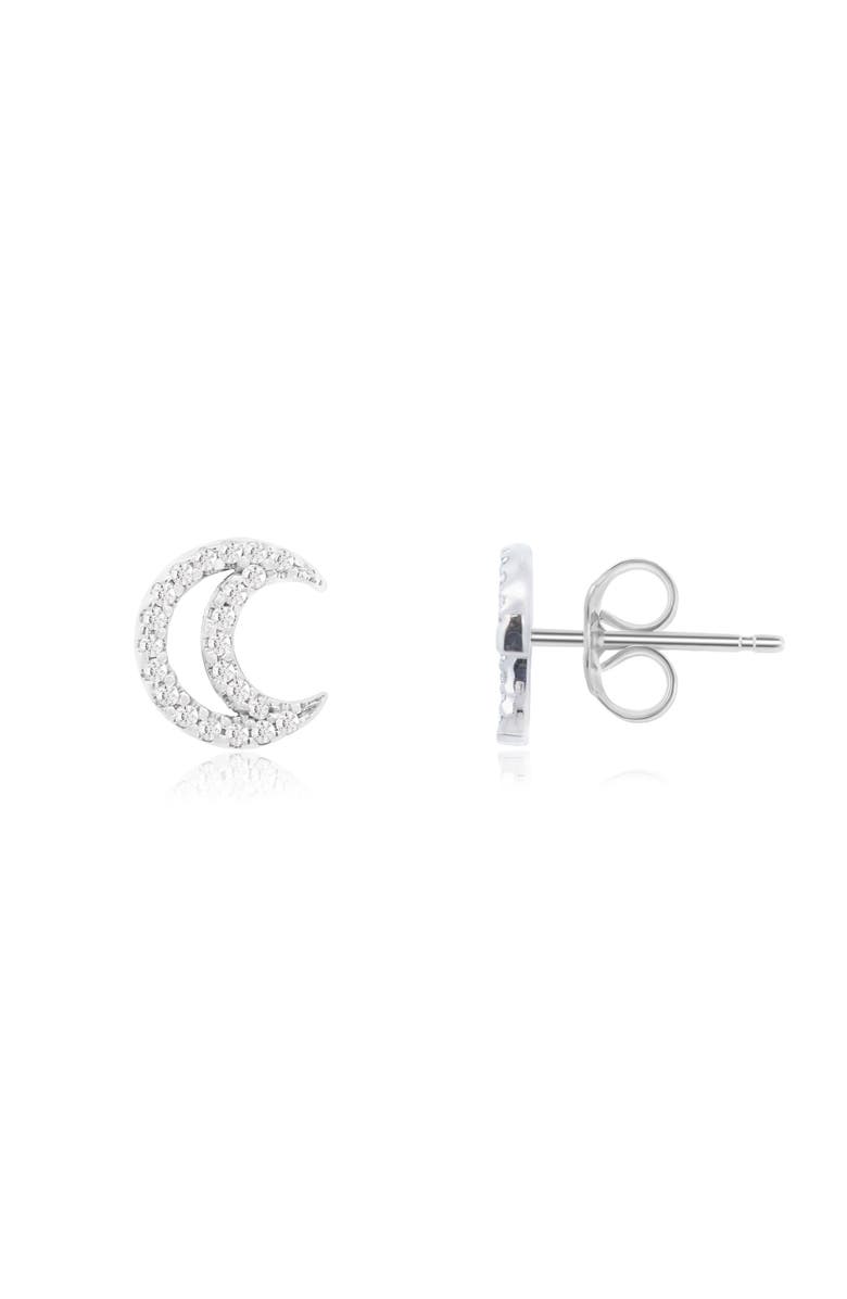 The Lovery Fine Jewelry Diamond Open Moon Stud Earrings, Main, color, White Gold
