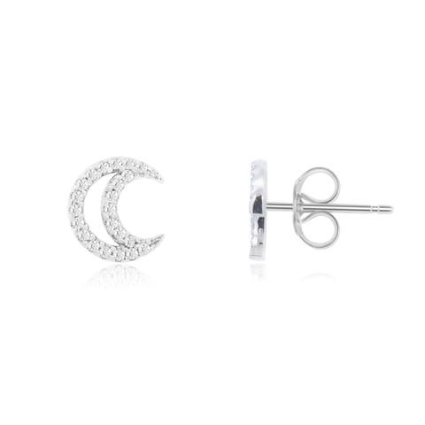 Diamond Open Moon Stud Earrings
