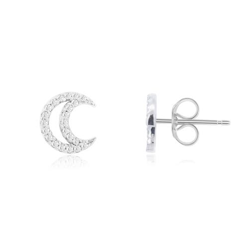 The Lovery Fine Jewelry Diamond Open Moon Stud Earrings In Metallic