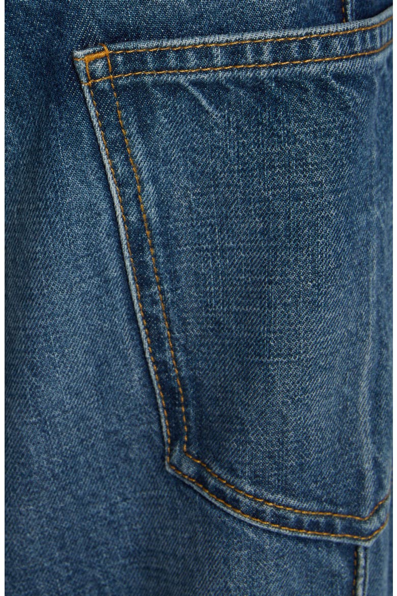 Curved Nonstretch Denim Jeans, Alternate, color, MID BLUE