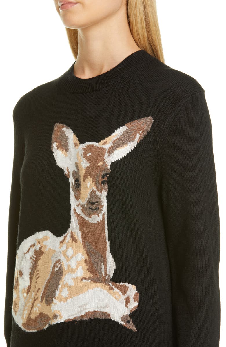 Burberry Courtney Deer Intarsia Wool Sweater, Alternate, color,