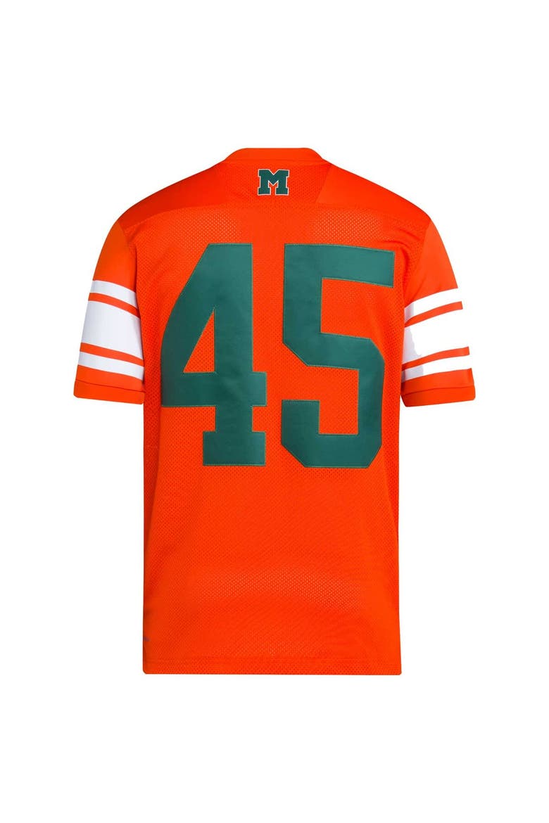 Men's adidas  #45 Orange Miami Hurricanes Football Icon Premier Jersey, Alternate, color, Orange