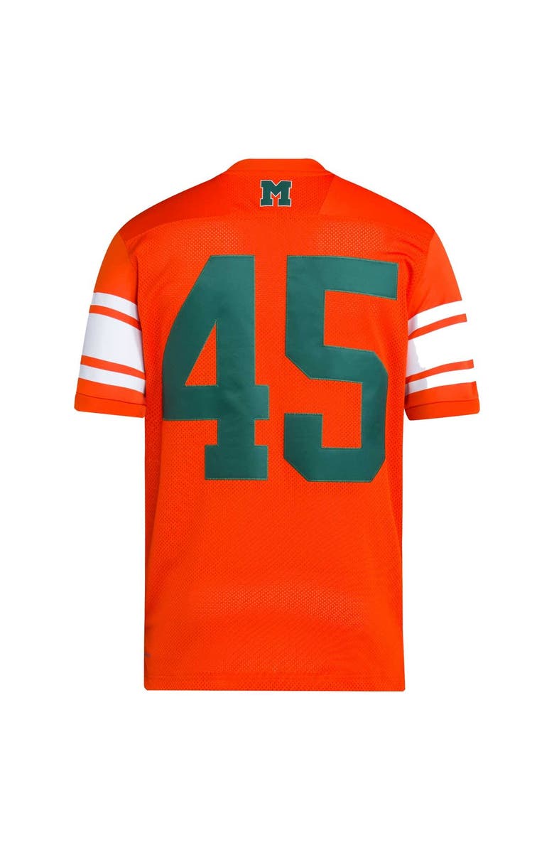 adidas Men's adidas  #45 Orange Miami Hurricanes Football Icon Premier Jersey, Alternate, color, Orange