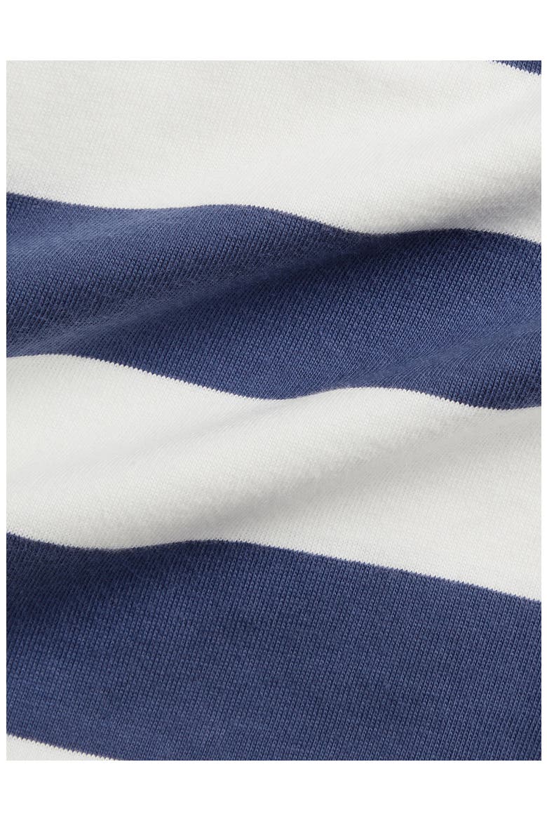 Rugby Stripe Cotton Jersey Polo Romper, Alternate, color, LIGHT NAVY/ DECKWASH WHITE