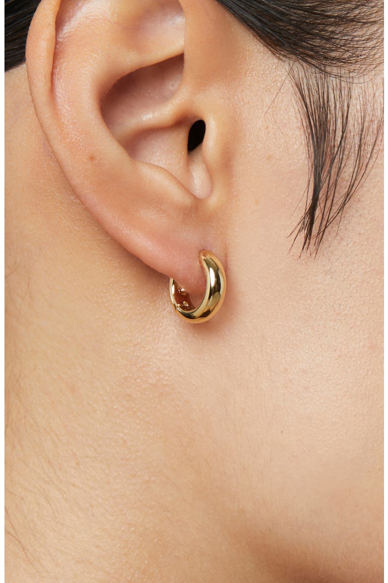 Giulia Huggie Hoop Earrings, Alternate, color, GOLD