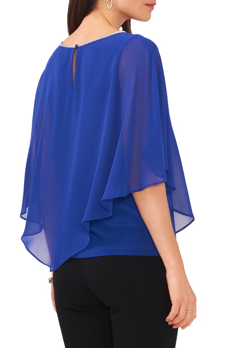 Chaus Keyhole Overlay Blouse, Alternate, color, Goddess Blue