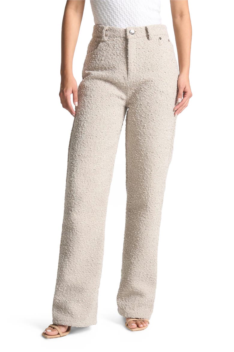 Sara Boucle Straight Leg Jeans, Main, color, Beige