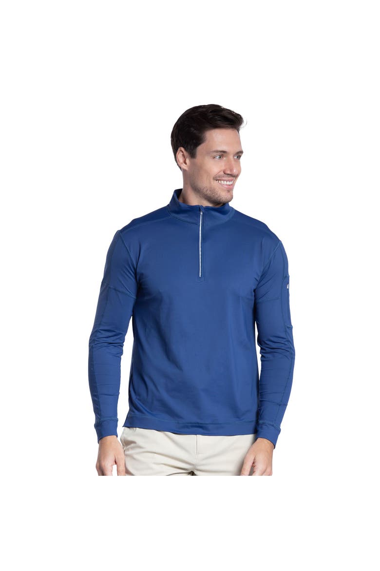 Men's Long Sleeve Mock Zip Top with Sun and UV Protection, Main, color, Navy