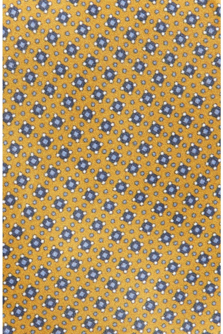 Micromedallion Silk Tie, Alternate, color, OCHRE/ FLANNEL