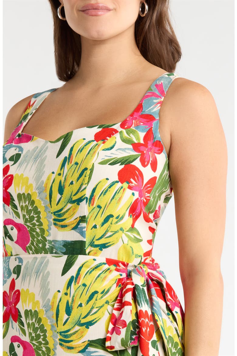 Wissa Tropical Beli Faux Wrap Midi Dress, Alternate, color, BRIGHT-MULTI