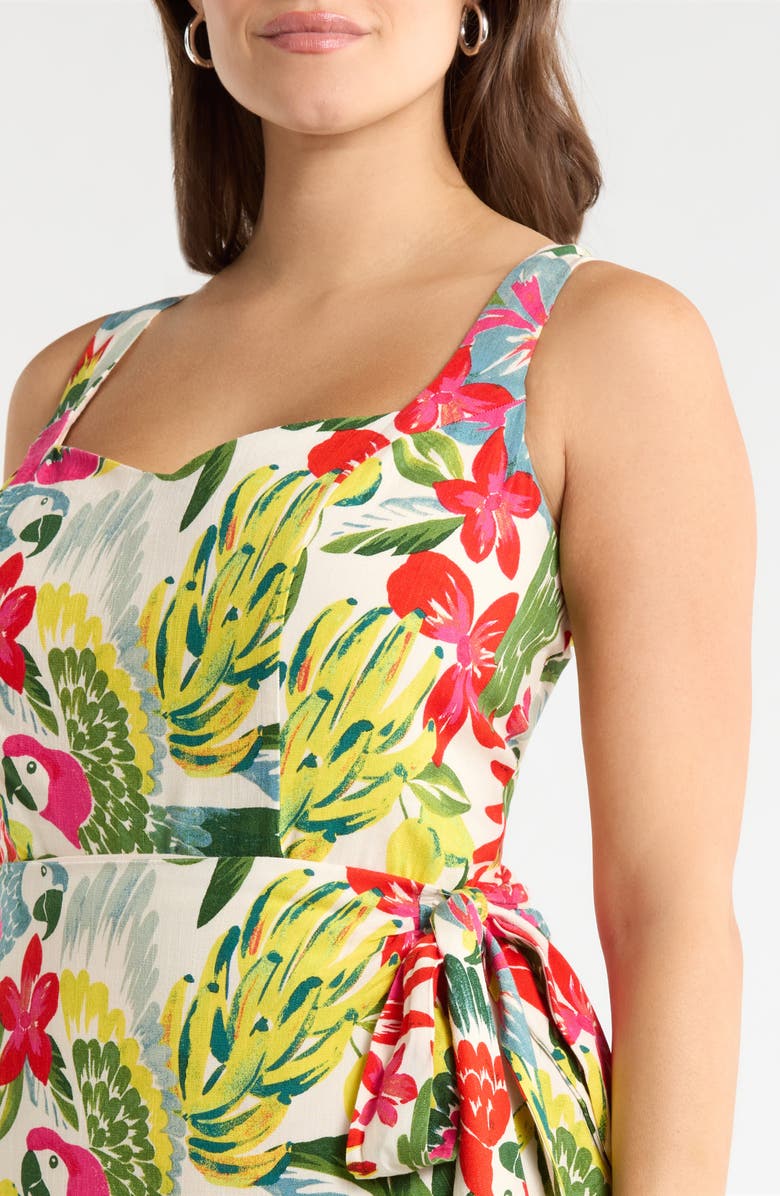 SUGARLIPS Wissa Tropical Beli Faux Wrap Midi Dress, Alternate, color, Bright-Multi