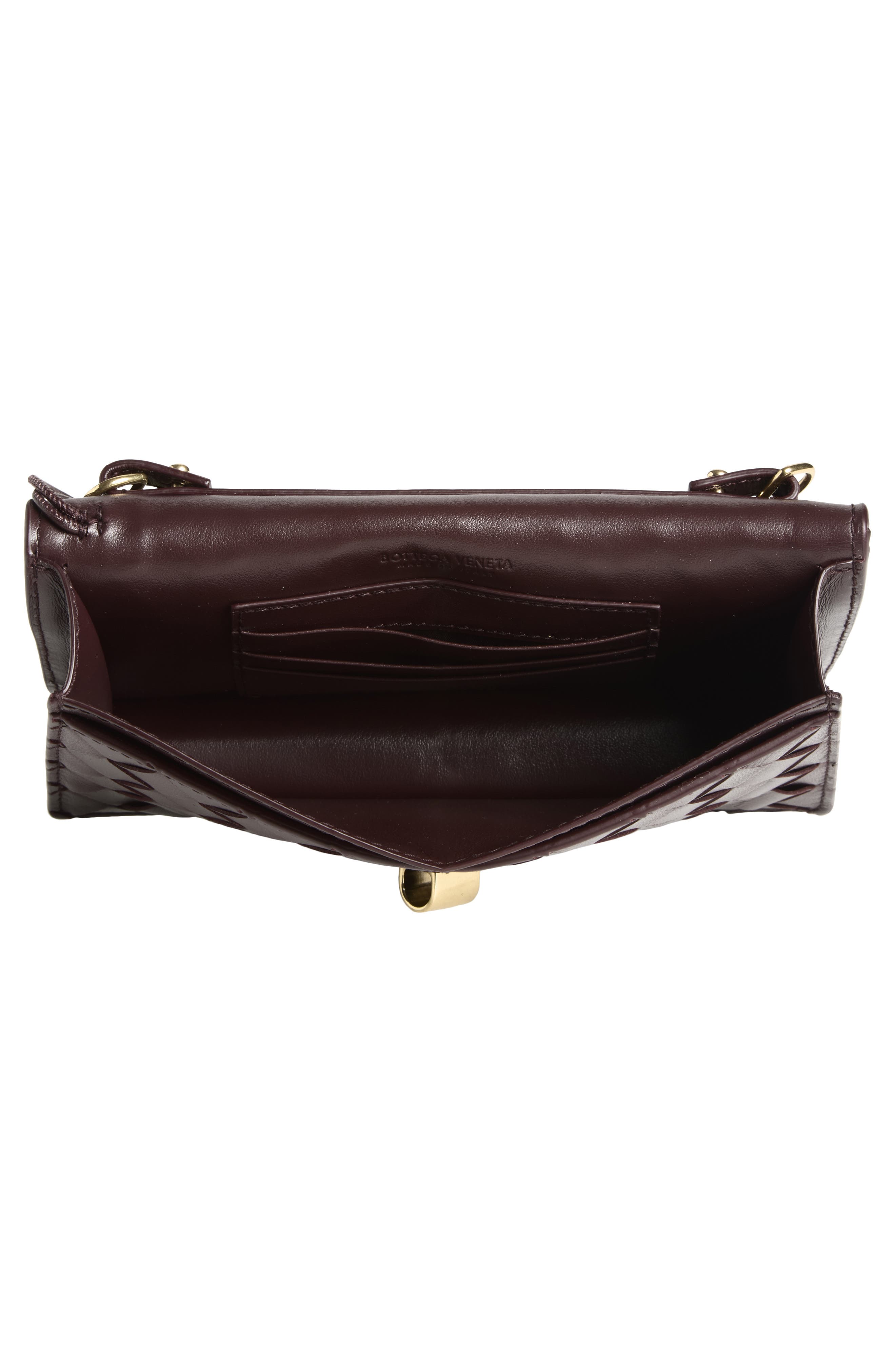 Slim Andiamo Intrecciato Lambskin Crossbody Wallet, Alternate, color, 2264 DARK BAROLO-M BRASS