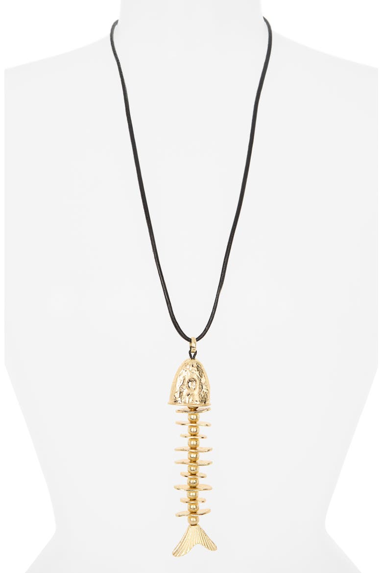 Sea Bone Pendant Necklace, Alternate, color, GOLD