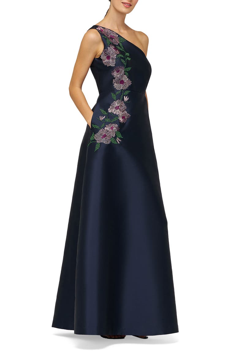 Gillian Beaded Flower Gown, Alternate, color, DARK MIDNIGHT