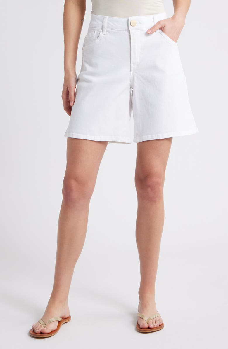 Wit & Wisdom High Waist Relaxed Denim Shorts, Main, color, Optic White