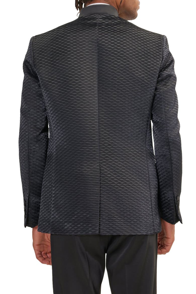 Textured Satin Tuxedo Jacket, Alternate, color, BLACK
