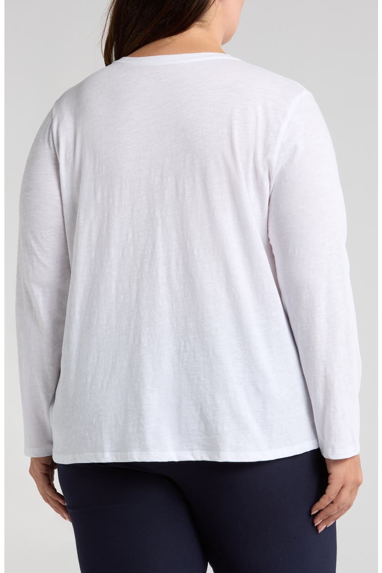 Easy V-Neck Long Sleeve Organic Cotton T-Shirt, Alternate, color, WHITE