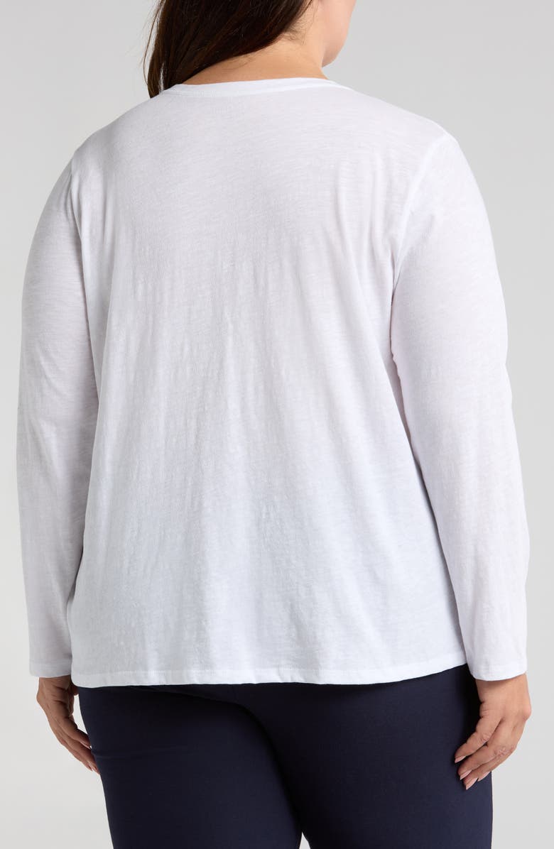Eileen Fisher Easy V-Neck Long Sleeve Organic Cotton T-Shirt, Alternate, color, White